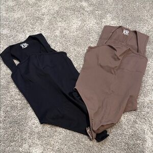 Black and Brown Ribbed Bodysuits